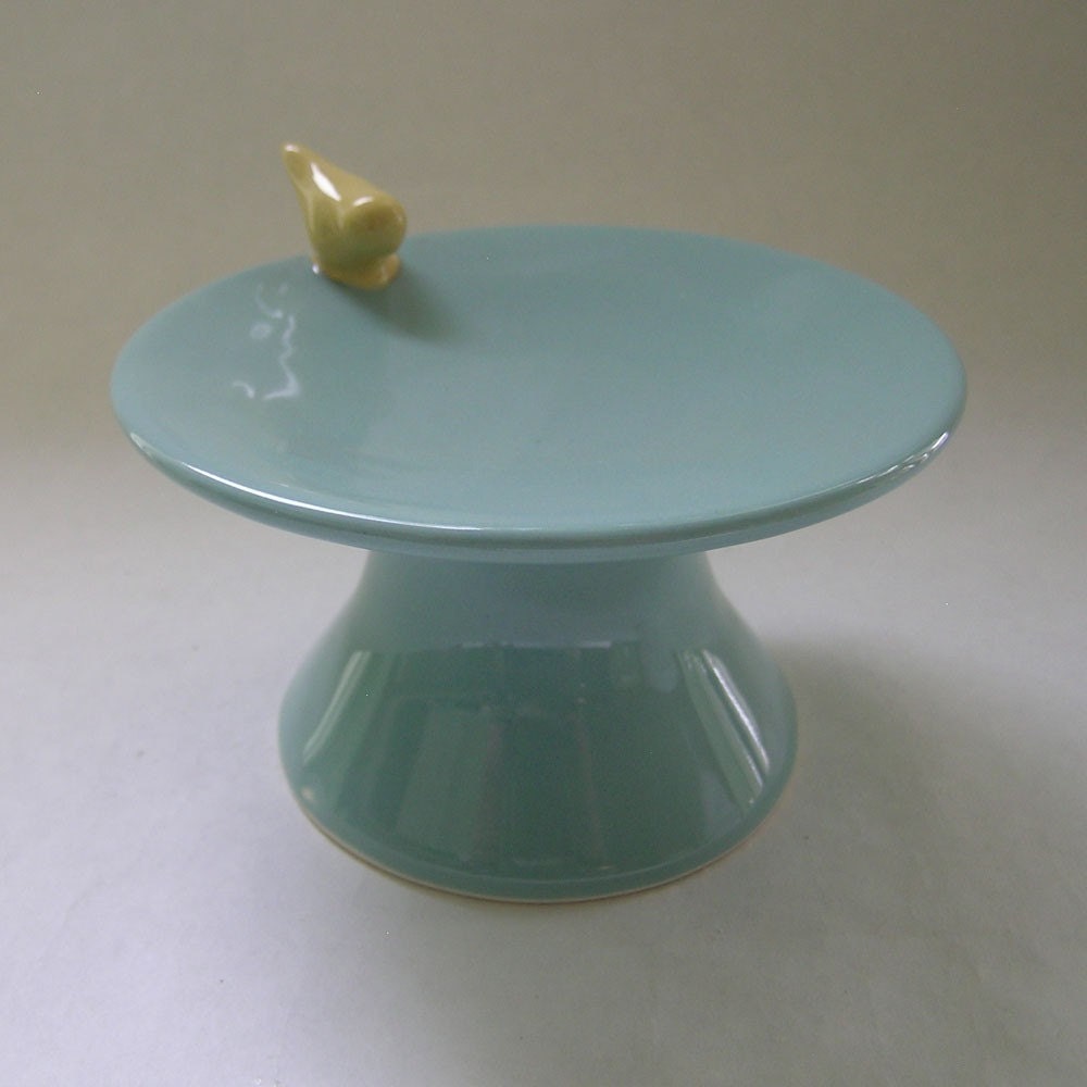 Bird Cake and Cupcake Ceramic Stand in Robin Egg Blue