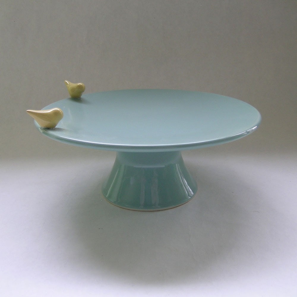 Bird Cake and Cupcake Ceramic Stand in Robin Egg Blue