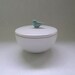 Bird Lidded Vessel in White with Blue Bird