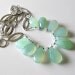 Aqua Chalcedony gemstone briolette necklace, beaded bib necklace with silver chain, beaded jewelry