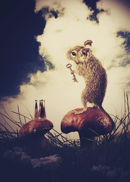 Mouse Art Print, The Little Mouse Prince, 5x7 Inch Print