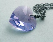 READY TO SHIP - Swarovski Crystal Heart Necklace - Oxidized Sterling Silver - Provence Lavender