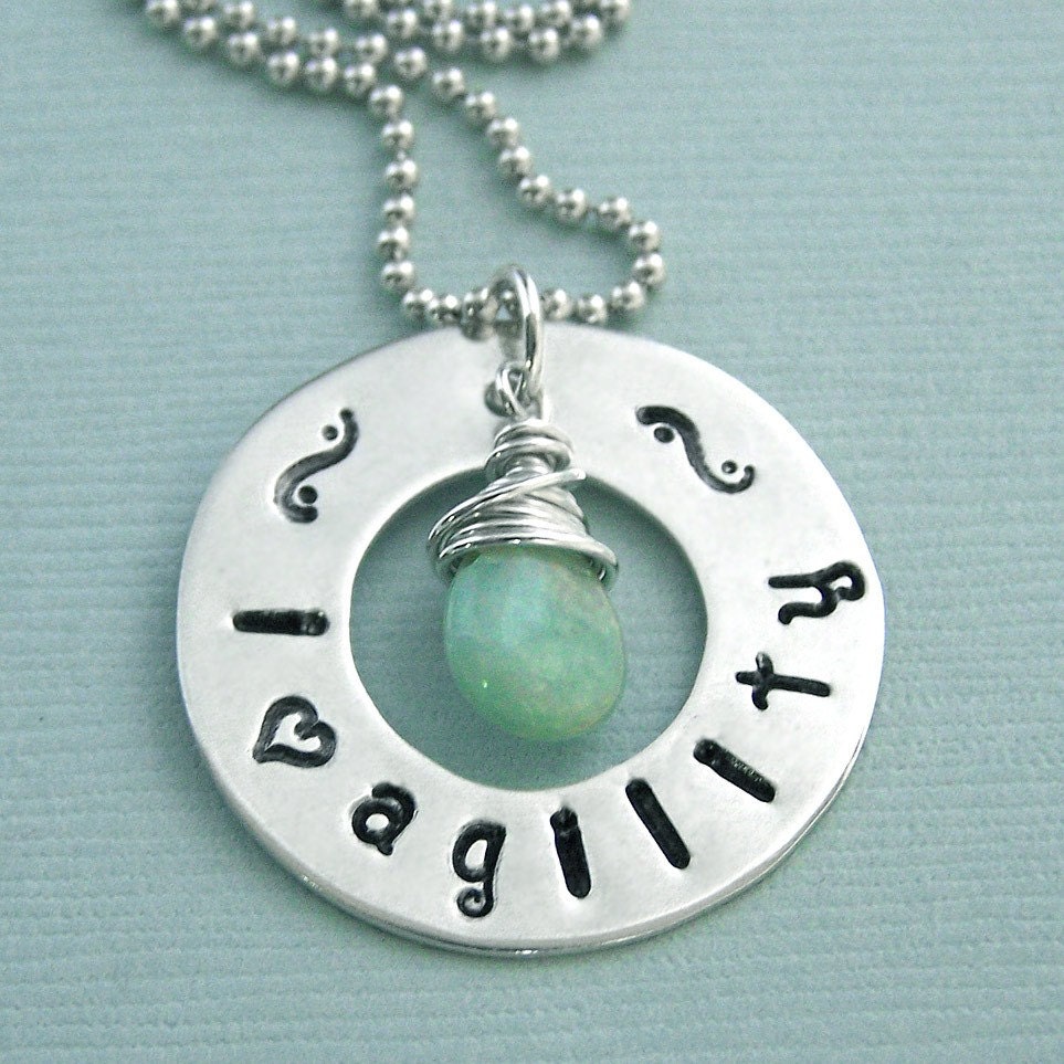 i heart agility - Hand Stamped Washer Necklace for Dog Agility Enthusiasts