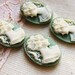 Girl with Ponytail Cameos In Sage and Cream Resin 18x13mm(2 Pair) b1884