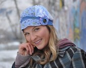 Jax Hats saving the world from ugly sweaters recycled t shirt hat in blue and lime with floral brim