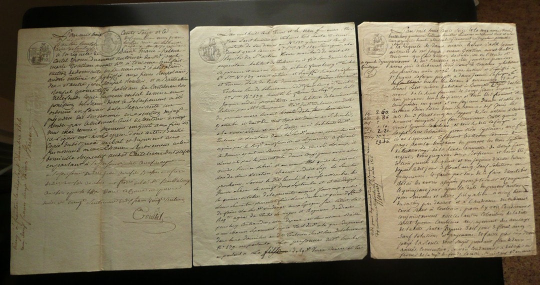 Exquisite Ephemera French Paper from 1800s - Three Pages - Handwritten in Ink - Number Three