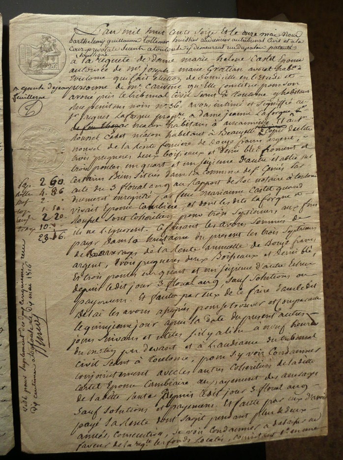 Exquisite Ephemera French Paper from 1800s - Three Pages - Handwritten in Ink - Number Three