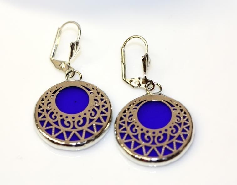 Round Stained Glass and Filigree Earrings (SG-E3)