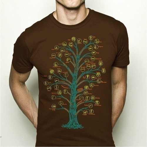 Tree of Life Species Phylum Vintage Science Diagram Illustration Graphic T-shirt MENS - S,M,L,XL,XXL available