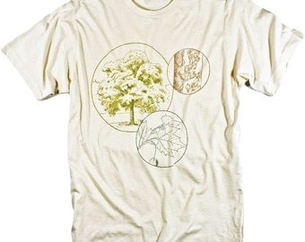 Tree T-shirt Leaf Bark of Sycamore Tree Vintage Botanical Graphic Tee S,M,L,XL,XXL
