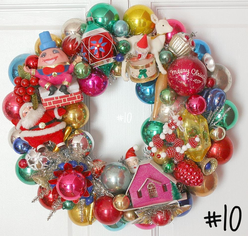 Vintage Ornament Wreath Christmas Kitsch and Shiny Brite Too