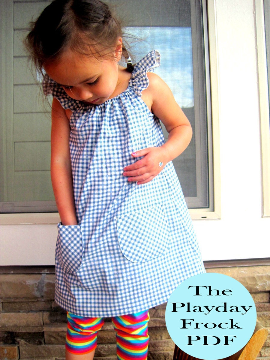 The Playday Frock Dress PDF Sewing Pattern DIY Tutorial Little Bird Lane Size 1/2 to Size 5/ 6