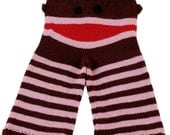Girly Sock Monkey Longies- 6-12 Months