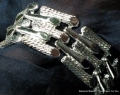 Runway SiLver Vintage Wide Bracelet Statement Bold Hollywood Mad Men Bamboo Shiny Unique Mid Century Joan Holloway
