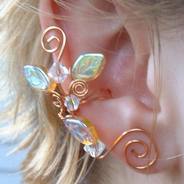 Ear Cuff Golden Crystal Lothlorien