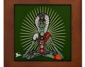 Shakti Goddess of Energy Yoga Chakras FRAMED ceramic tile for wall or table display Modern folk art design by KRISTEN STEIN