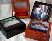 NEW Lacquer Jewelry Keepsake Art Box w/ artwork by Kristen Stein with Gift box