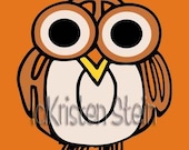 Big eyed Owl Says Hoot ACEO card matted to 4x6 with display easel Folk Art Design by Kristen Stein