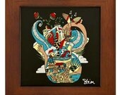 Portrait of an Artist at Work Modern Cubist Art Tile for Table or Wall display Design by KRISTEN STEIN