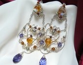 Large Wirewrapped Swarovski Crystal Chandelier Earrings