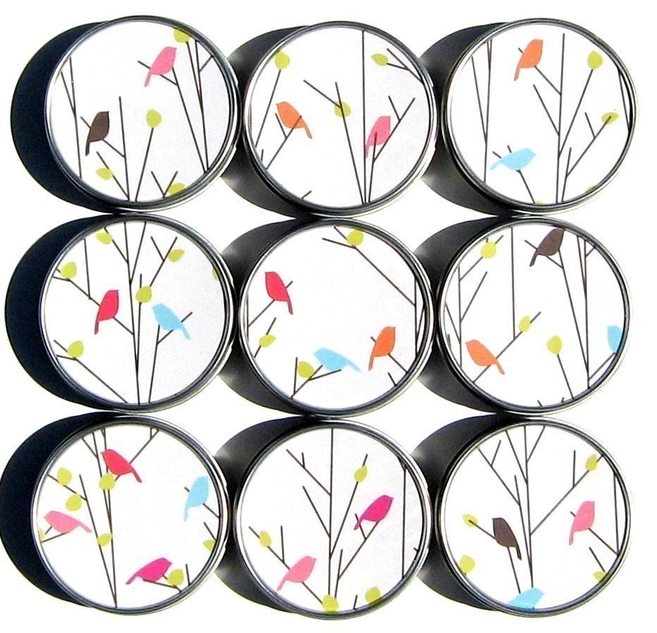 LOVE BIRDS gift tins - set of 10 Japanese chiyogami party favor mint tins