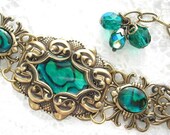 Green Paua Shell Victorian Style Bracelet