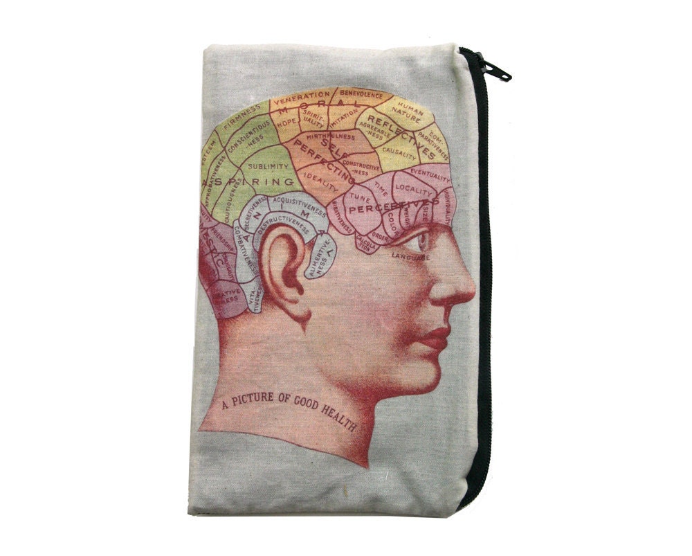 Vintage Phrenology Chart Makeup Bag