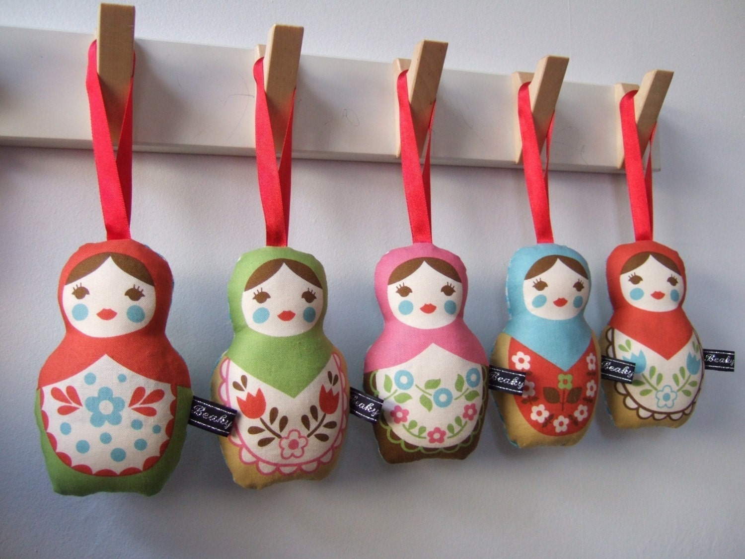 Sale - 2 x Matryoshka hangy thingy - One red and one blue