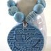 Aqua Butterfly Pendant and Bead Set from Porcelain Clay Ceramic Bead Art