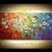 ORIGINAL Large Abstract Contemporary White Flowers Landscape Heavy Texured Modern Multicolored Painting by Susanna Ready to Hang 48x24