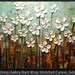 ORIGINAL Large Abstract Contemporary Textured White Flowers Landscape Painting Modern Palette Knife by Susanna Ready to Hang 48x24