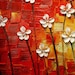 ORIGINAL Large Abstract Contemporary White Flowers Landscape Heavy Texured Modern Multicolored Painting by Susanna Ready to Hang 48x24