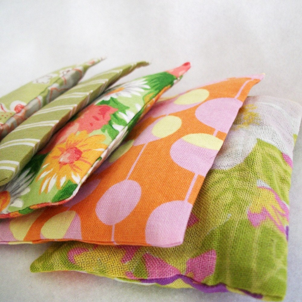 Lavender mini sachets, set of 5 surprise fabrics