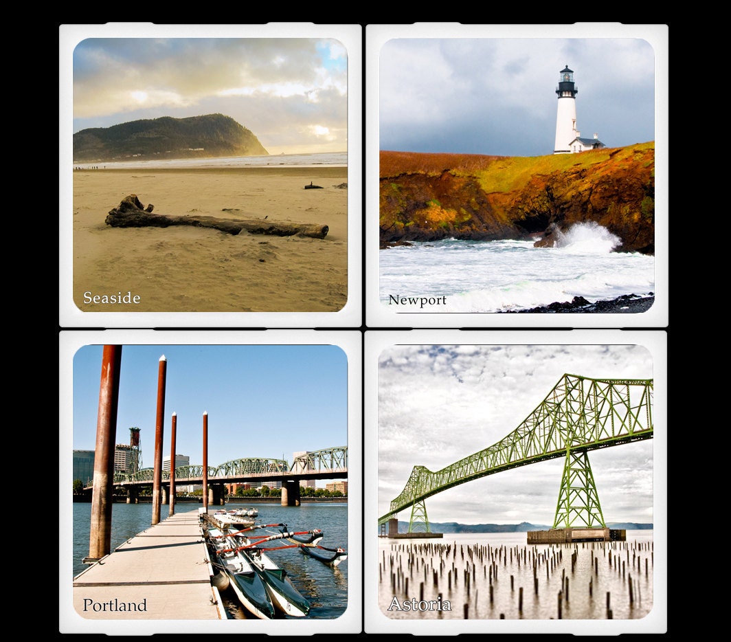 Cities of Oregon - Ceramic Coaster Set
