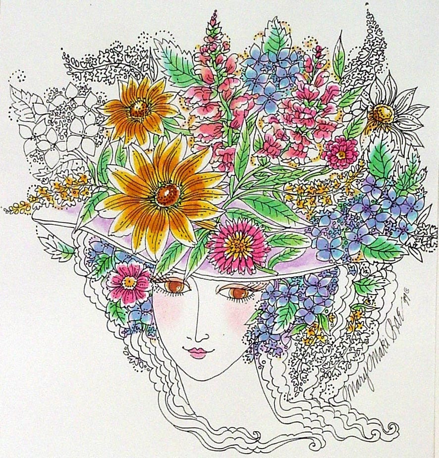 A GARDEN MUSE - Print with Hand-Applied Watercolor