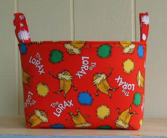 Fabric Storage Bin- Organizer- Dr Seuss- The Lorax- Robert Kaufman- Large