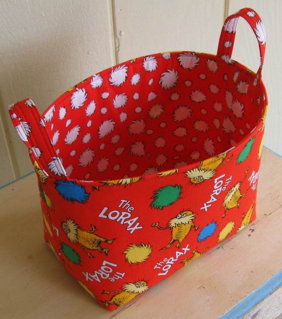 Fabric Storage Bin- Organizer- Dr Seuss- The Lorax- Robert Kaufman- Large