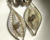 Vintage Filigree Earrings with Solitare Rhinestone