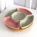 California Pottery Lazy Susan Serving Set 1950s Pink and Gray Relish Dish Vintage
