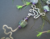 Fluorite, Amethyst and Hammered Sterling Necklace