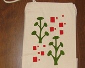 Green Trees with Red Squares Canvas Lunch Sack