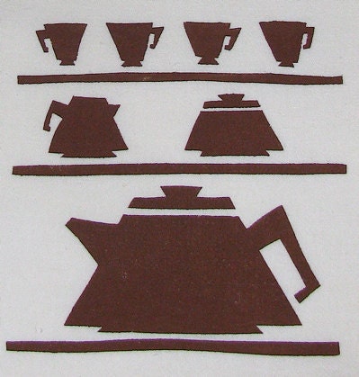 Brown Tea Set Flour Sack Tea Towel