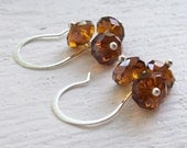 Chocolate Brown Crystal Silver Earrings