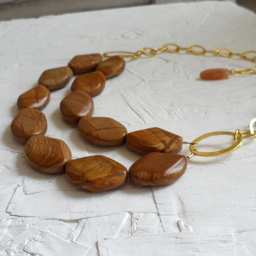 Picture Jasper Gold Bib Necklace