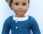 Eva Cardigan Sweater - PDF Knitting Pattern For 18" American Girl Dolls - Instant Download