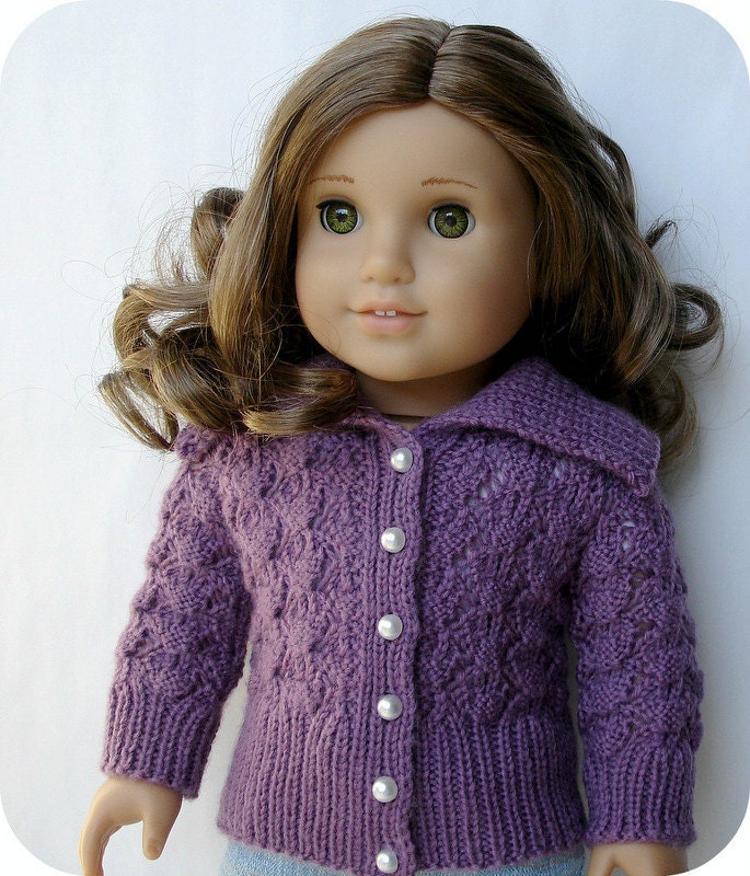 Helena Lace Cardigan Sweater - PDF Knitting Pattern For 18" American Girl Dolls - Doll Clothes Pattern - Instant Download