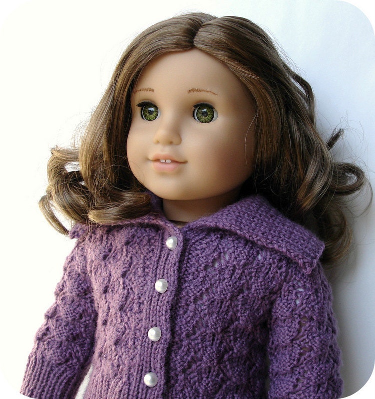 Helena Lace Cardigan Sweater - PDF Knitting Pattern For 18" American Girl Dolls - Doll Clothes Pattern - Instant Download