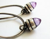 Amethyst Earrings, Amethyst Hoop Earrings, Amethyst Hoops - Drop of Passion