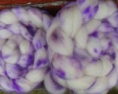 Supersorted BFL Superwash Roving (Top) Hand Painted Spinning or Felting Fibre 100g in speckled shades of purple