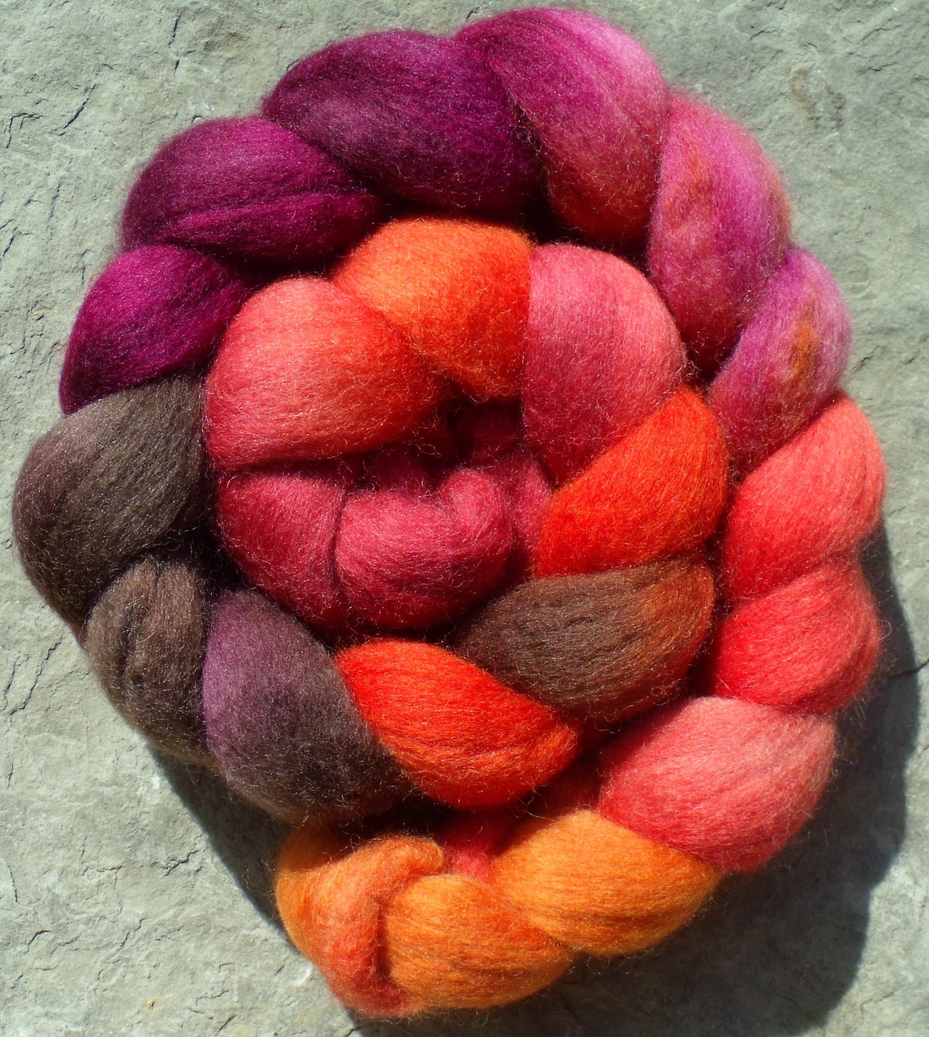 Falkland Roving (Top) Hand Painted Spinning or Felting Fibre in "Chachalaca"